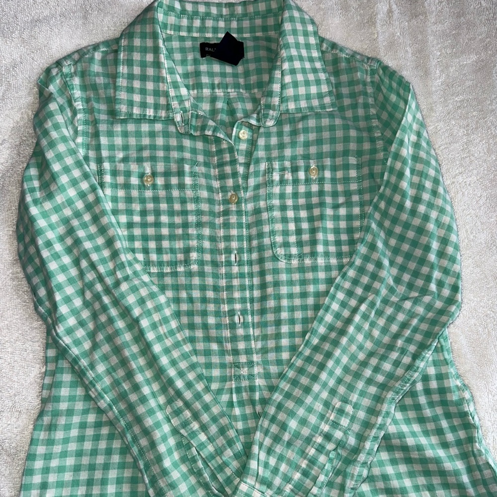 Ralph Lauren Polo Big Girls Size 12 Plaid Long Sleeve Shirt